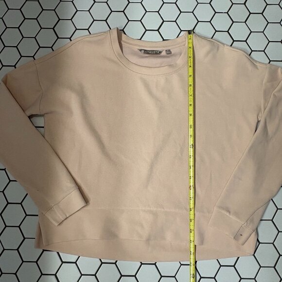Athleta Mindset Cropped Sweatshirt Beige Crew Neck Small - Picture 1 of 3